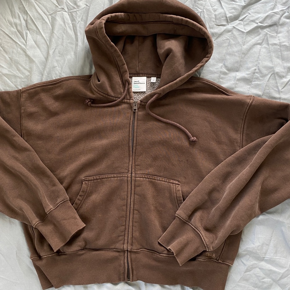 Aritzia Tna Boyfriend Boxy Hoodie Rich Mocha Brown Size Medium